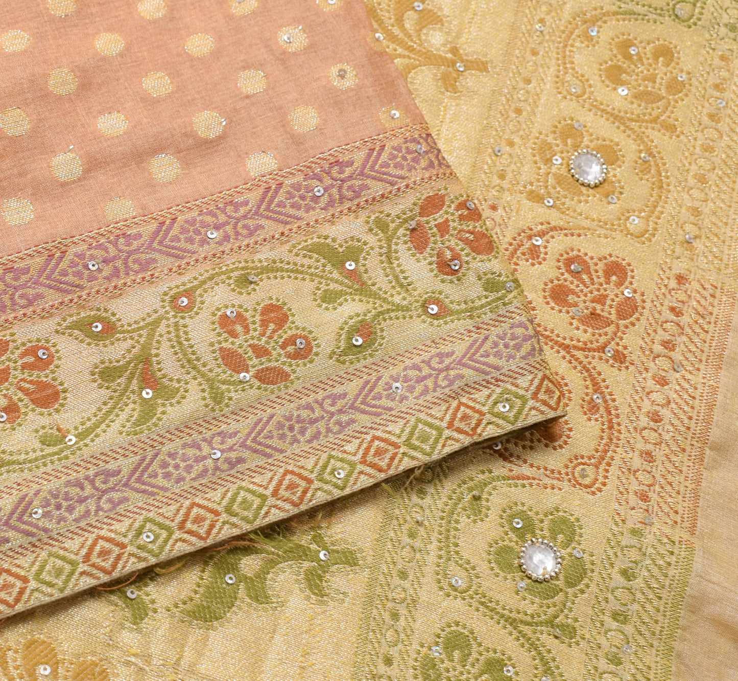 Sushila Vintage Brown Saree 100% Pure Tussar Silk Zari Woven Indian Sari Fabric