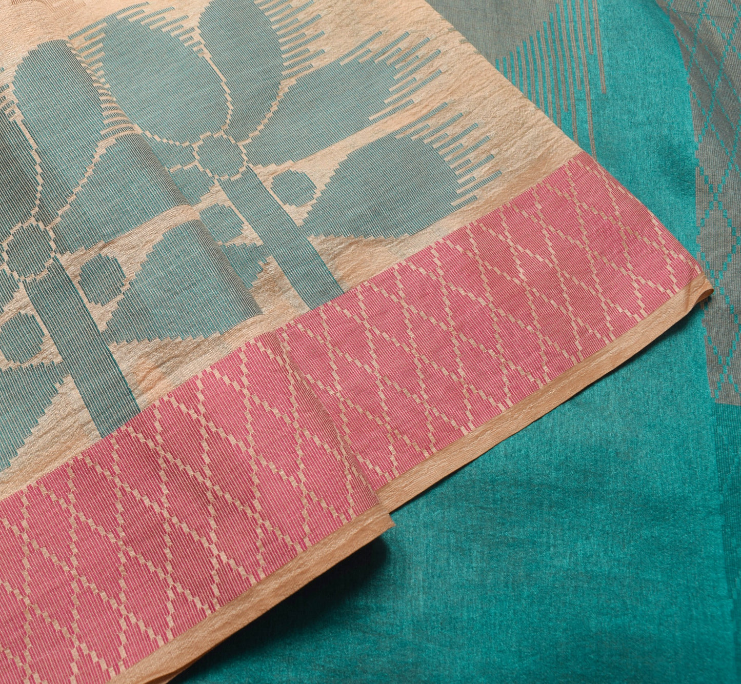 Sushila Vintage Beige Saree 100% Pure Silk Paisley Woven Traditional Sari Fabric