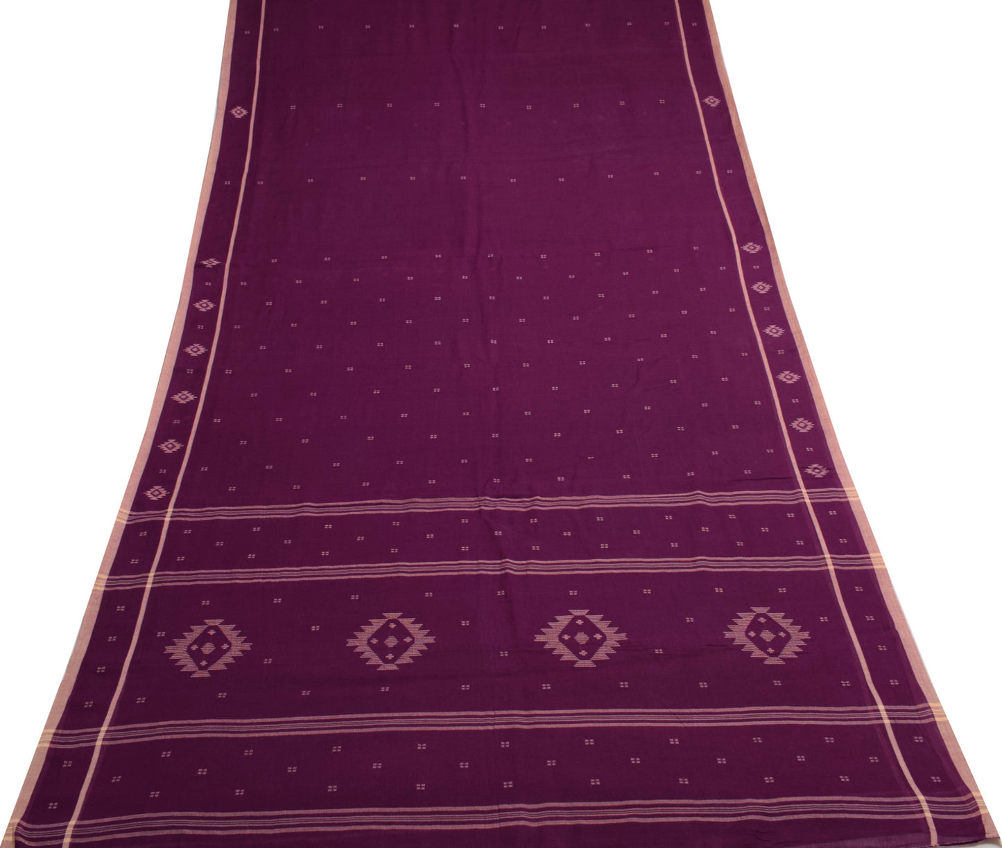 Sushila Vintage Purple Saree Traditional Bengal Tant Pure Cotton Sari Fabric