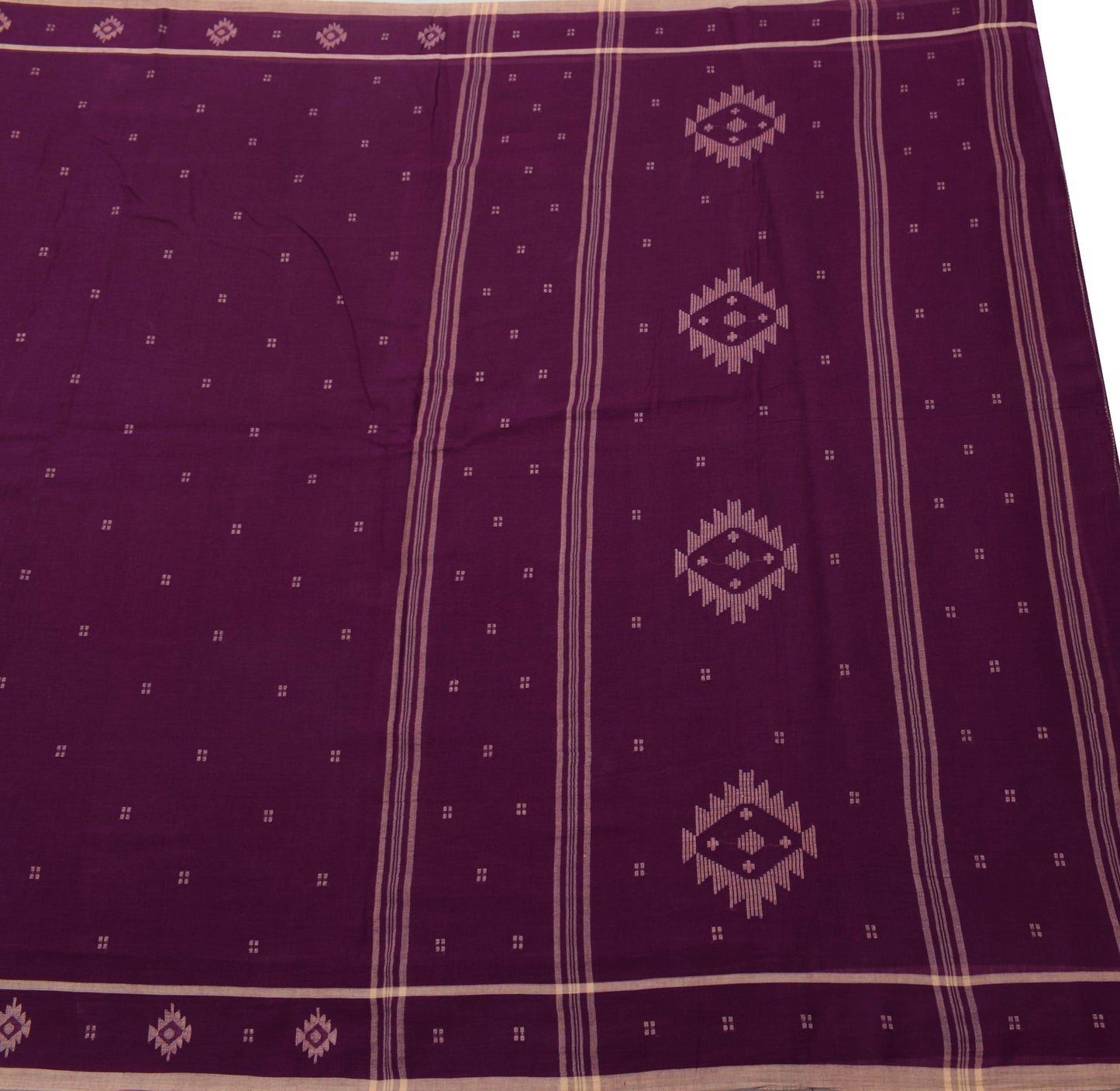 Sushila Vintage Purple Saree Traditional Bengal Tant Pure Cotton Sari Fabric