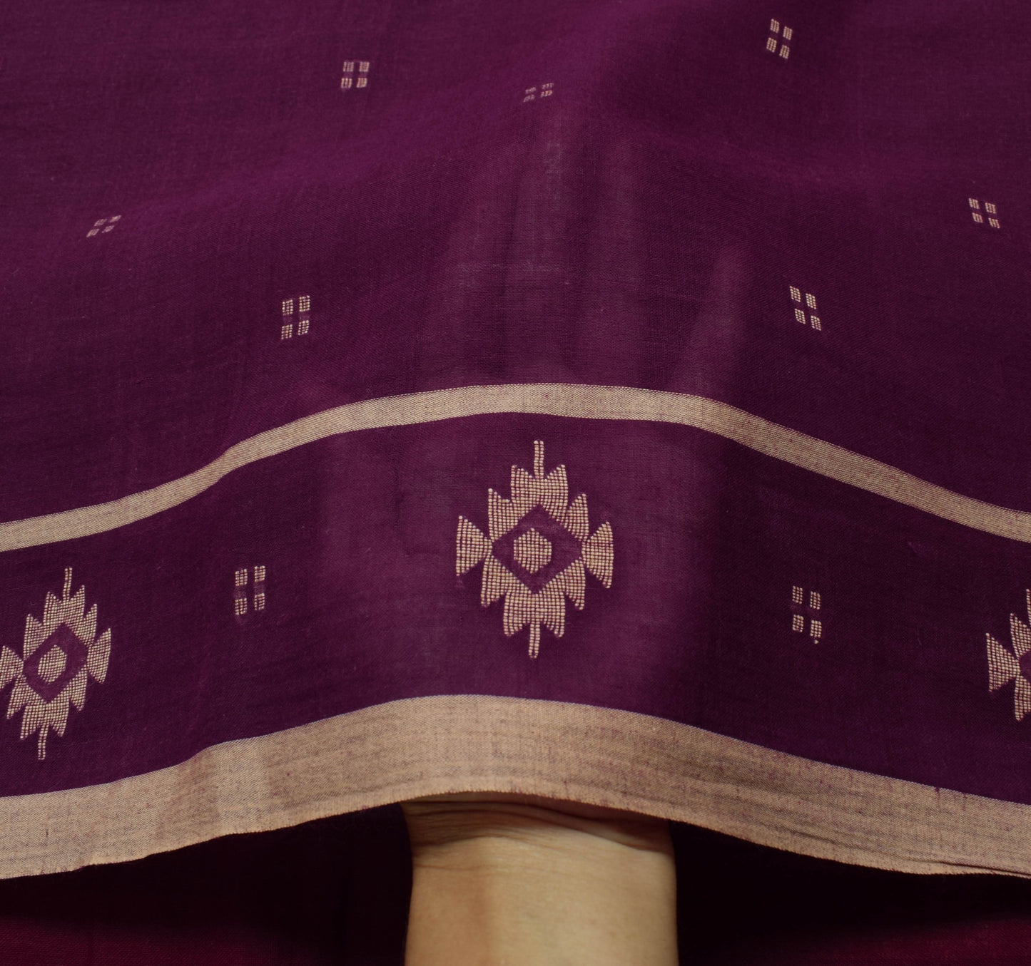 Sushila Vintage Purple Saree Traditional Bengal Tant Pure Cotton Sari Fabric