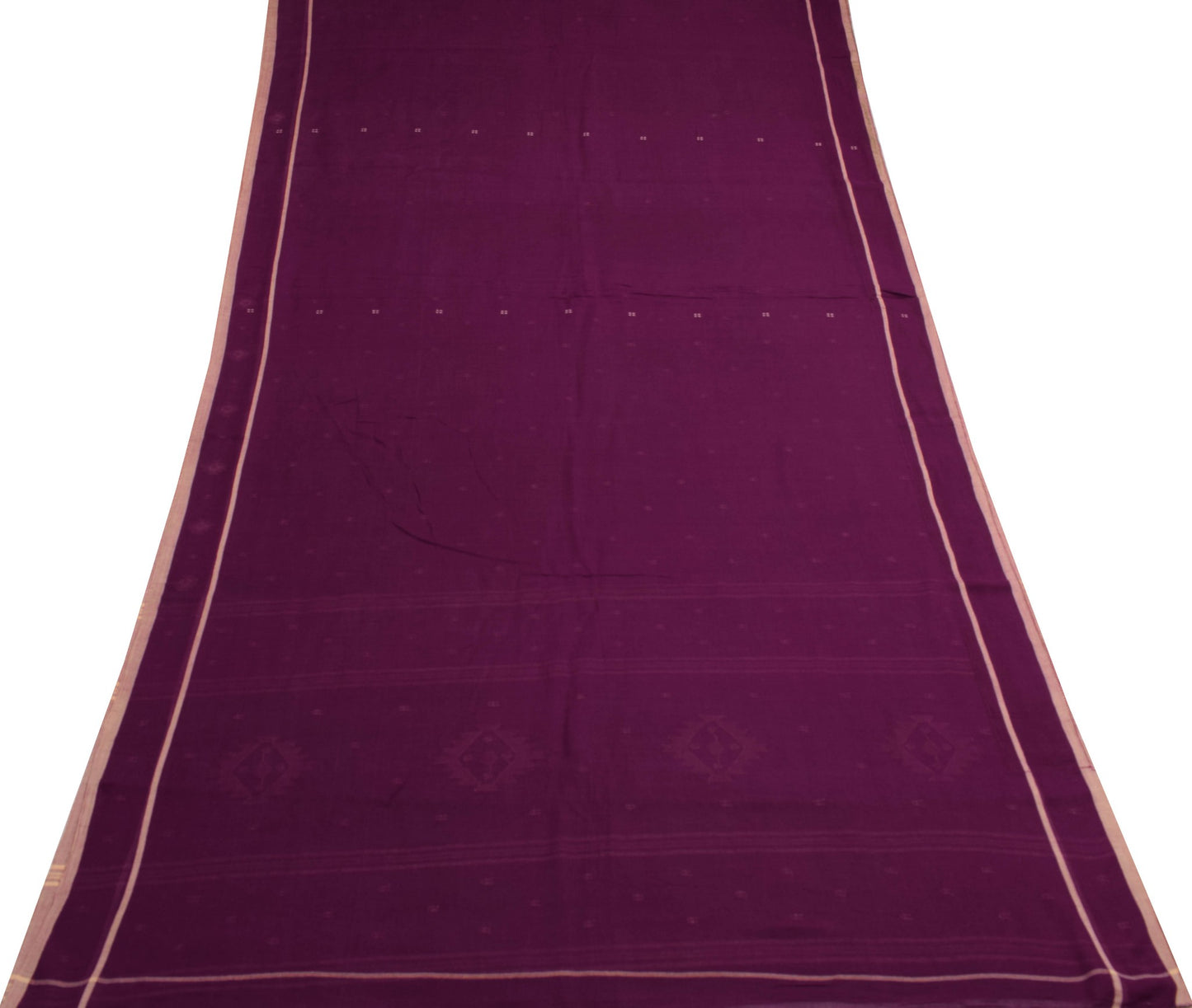 Sushila Vintage Purple Saree Traditional Bengal Tant Pure Cotton Sari Fabric