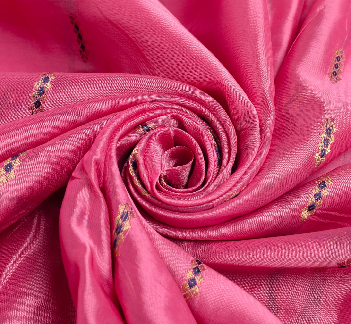 Sushila Vintage Pink Saree with Blue Brocade Border 100% Pure Silk Sari Fabric