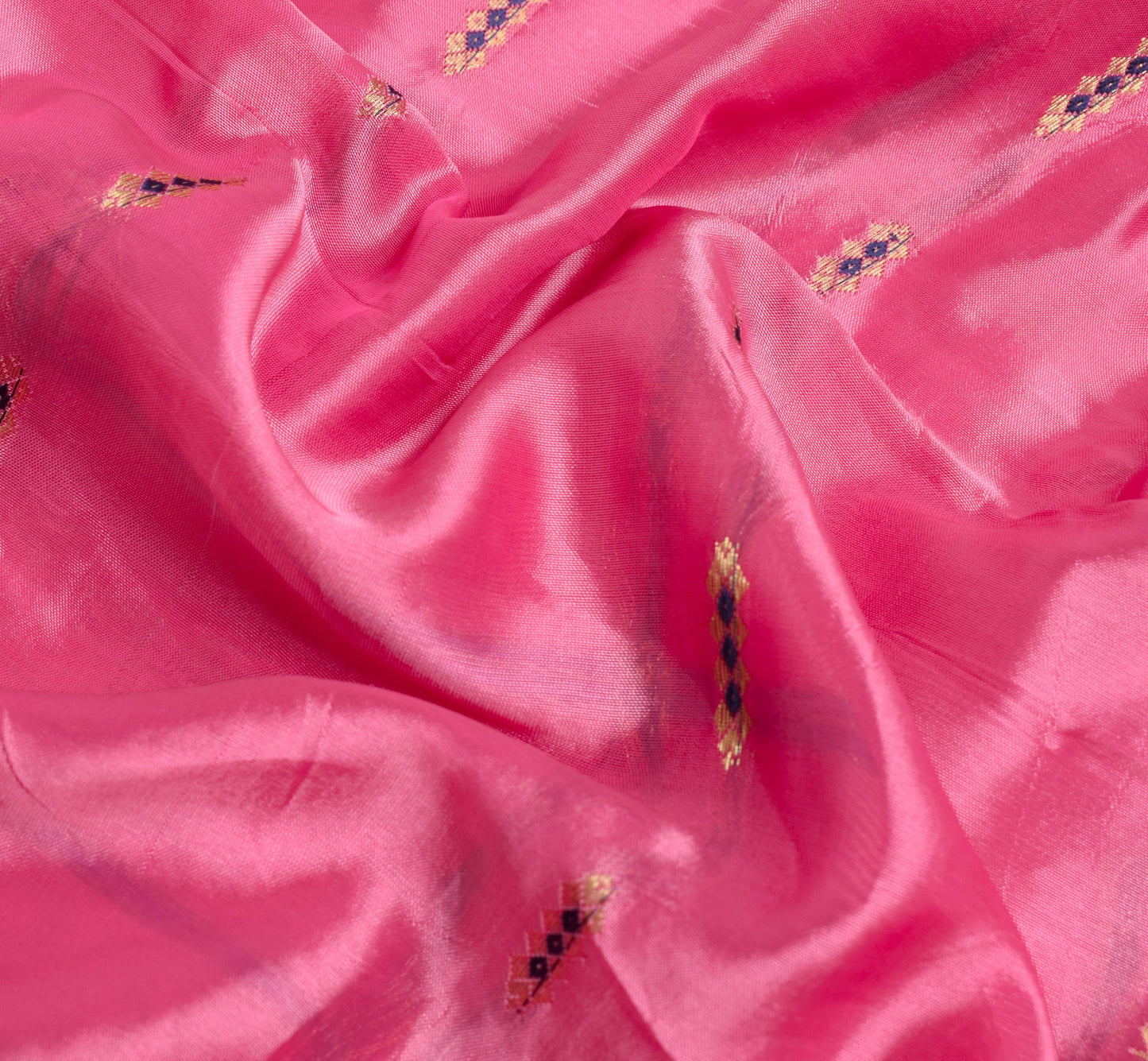 Sushila Vintage Pink Saree with Blue Brocade Border 100% Pure Silk Sari Fabric