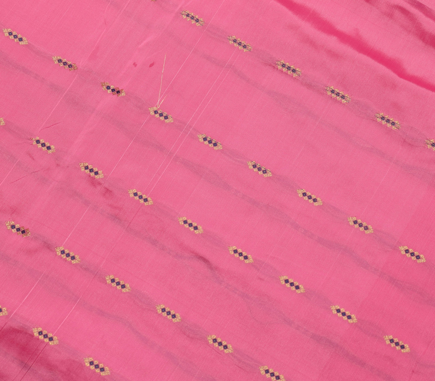 Sushila Vintage Pink Saree with Blue Brocade Border 100% Pure Silk Sari Fabric