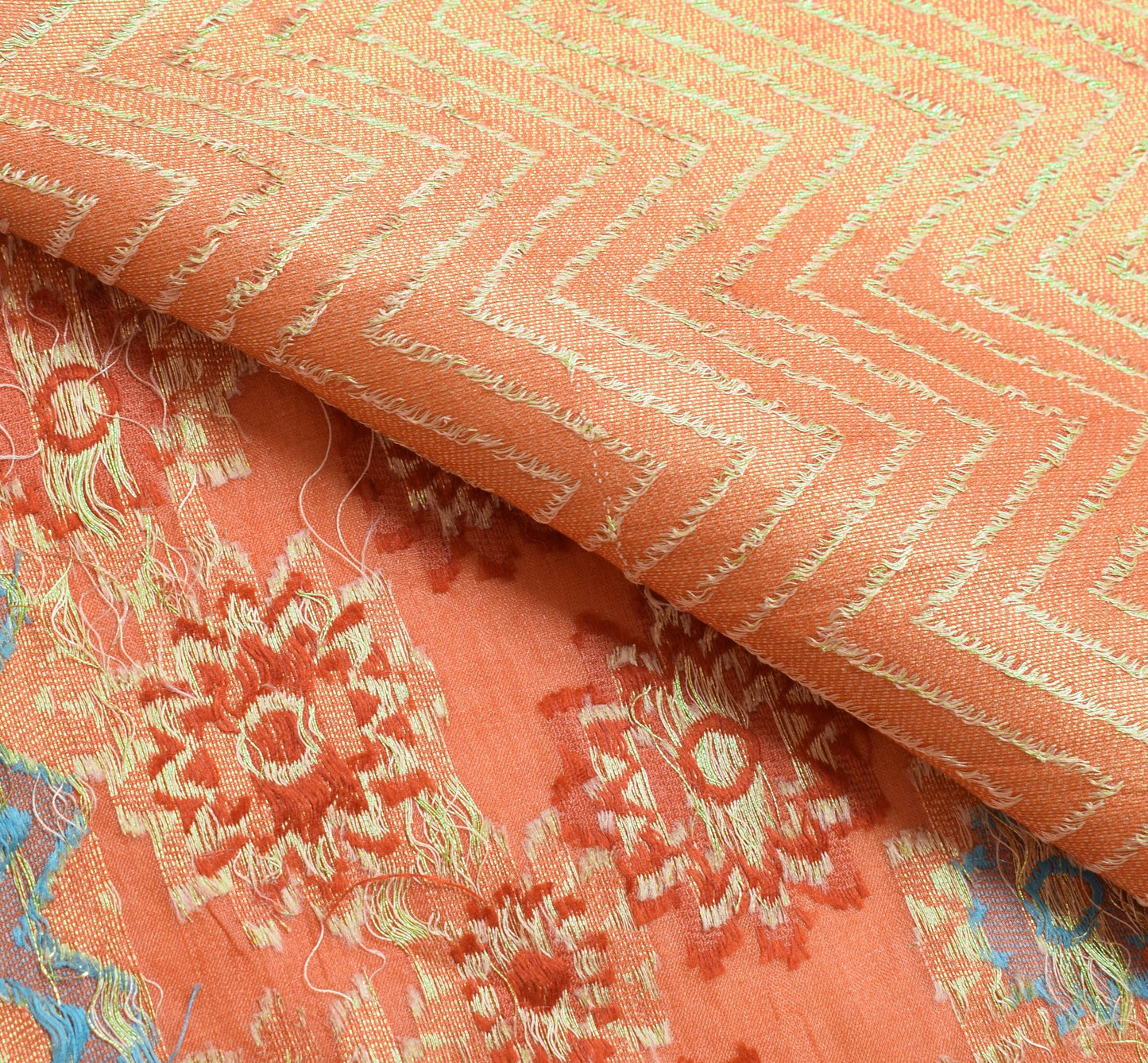 Sushila Vintage Rust Saree Pure Tussar Silk Zari Woven Wedding Soft Sari Fabric