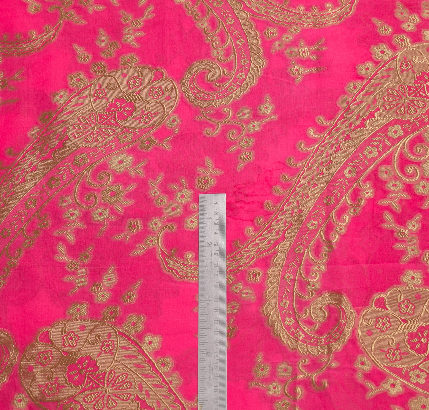 Sushila Vintage Magenta HEAVY Saree Pure Georgette Woven Patch Work Sari Fabric