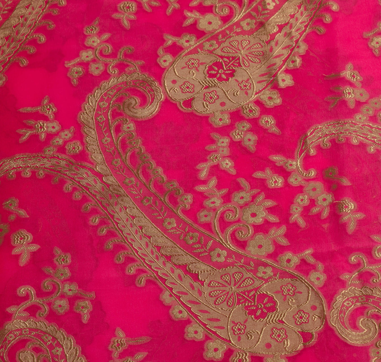 Sushila Vintage Magenta HEAVY Saree Pure Georgette Woven Patch Work Sari Fabric