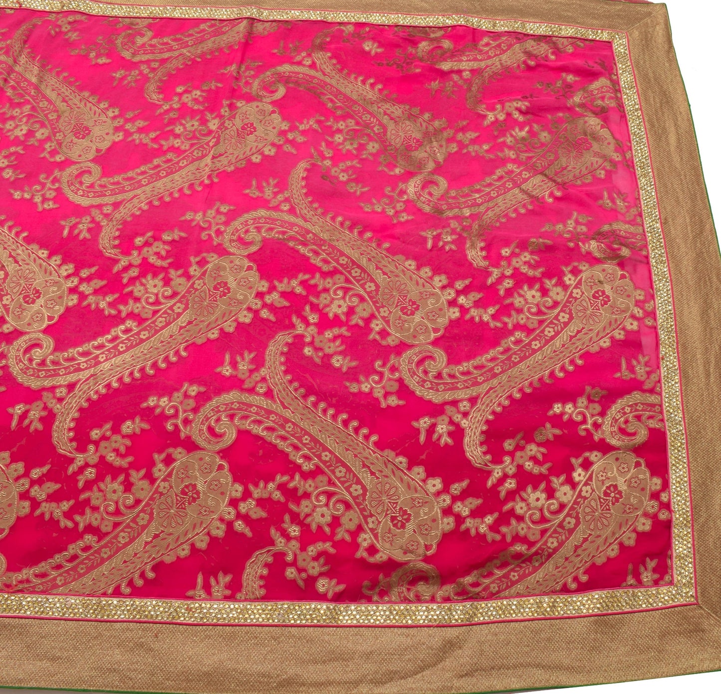 Sushila Vintage Magenta HEAVY Saree Pure Georgette Woven Patch Work Sari Fabric