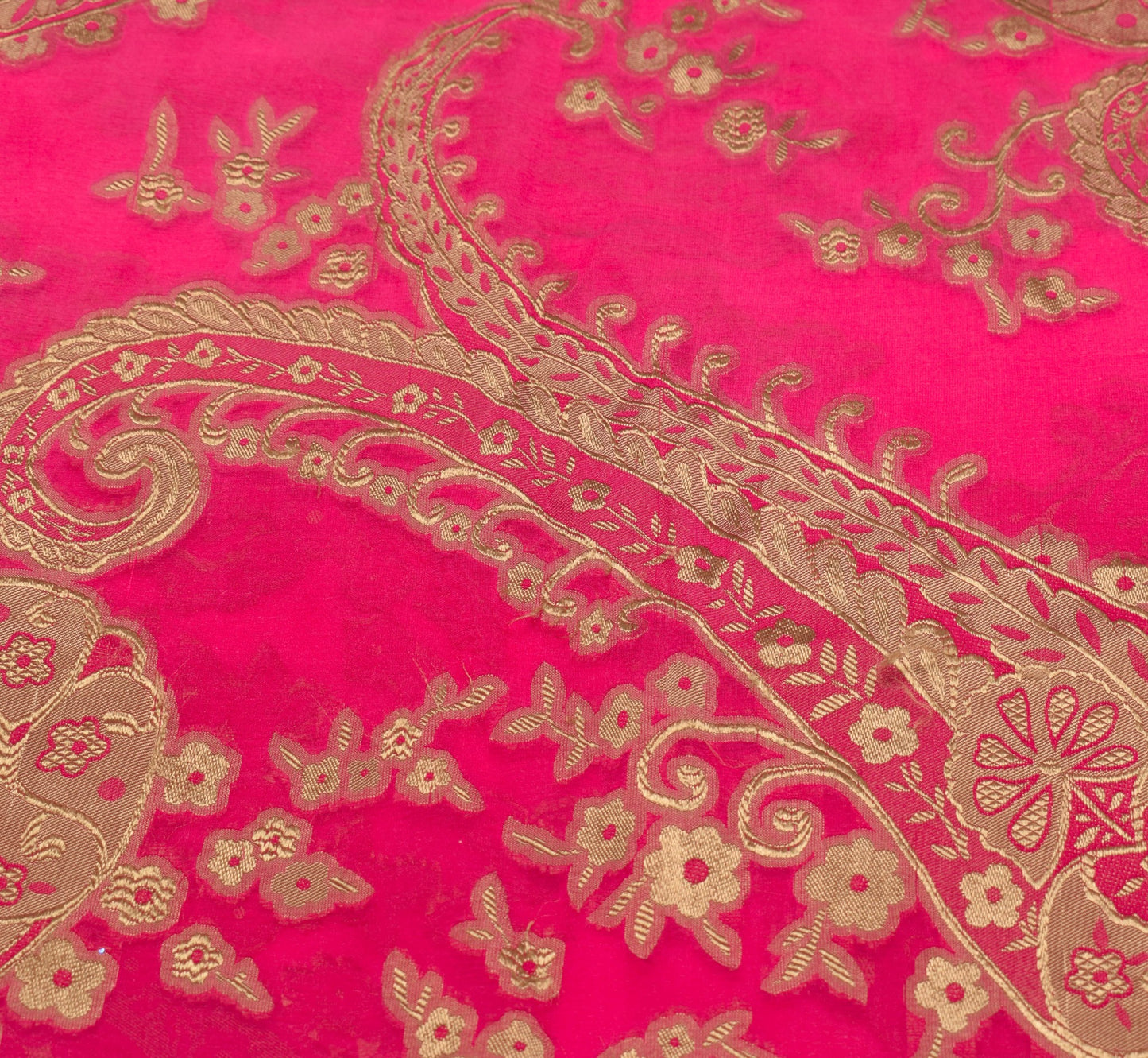 Sushila Vintage Magenta HEAVY Saree Pure Georgette Woven Patch Work Sari Fabric