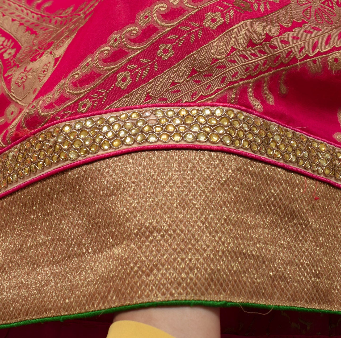 Sushila Vintage Magenta HEAVY Saree Pure Georgette Woven Patch Work Sari Fabric