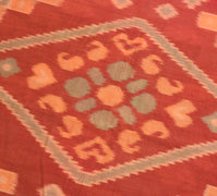 Sushila Vintage Sambalpuri Ikat Saree Hand Woven Pure Silk Red Sari Fabric