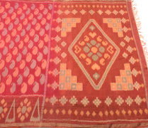Sushila Vintage Sambalpuri Ikat Saree Hand Woven Pure Silk Red Sari Fabric
