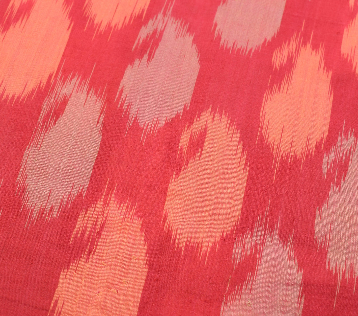 Sushila Vintage Sambalpuri Ikat Saree Hand Woven Pure Silk Red Sari Fabric