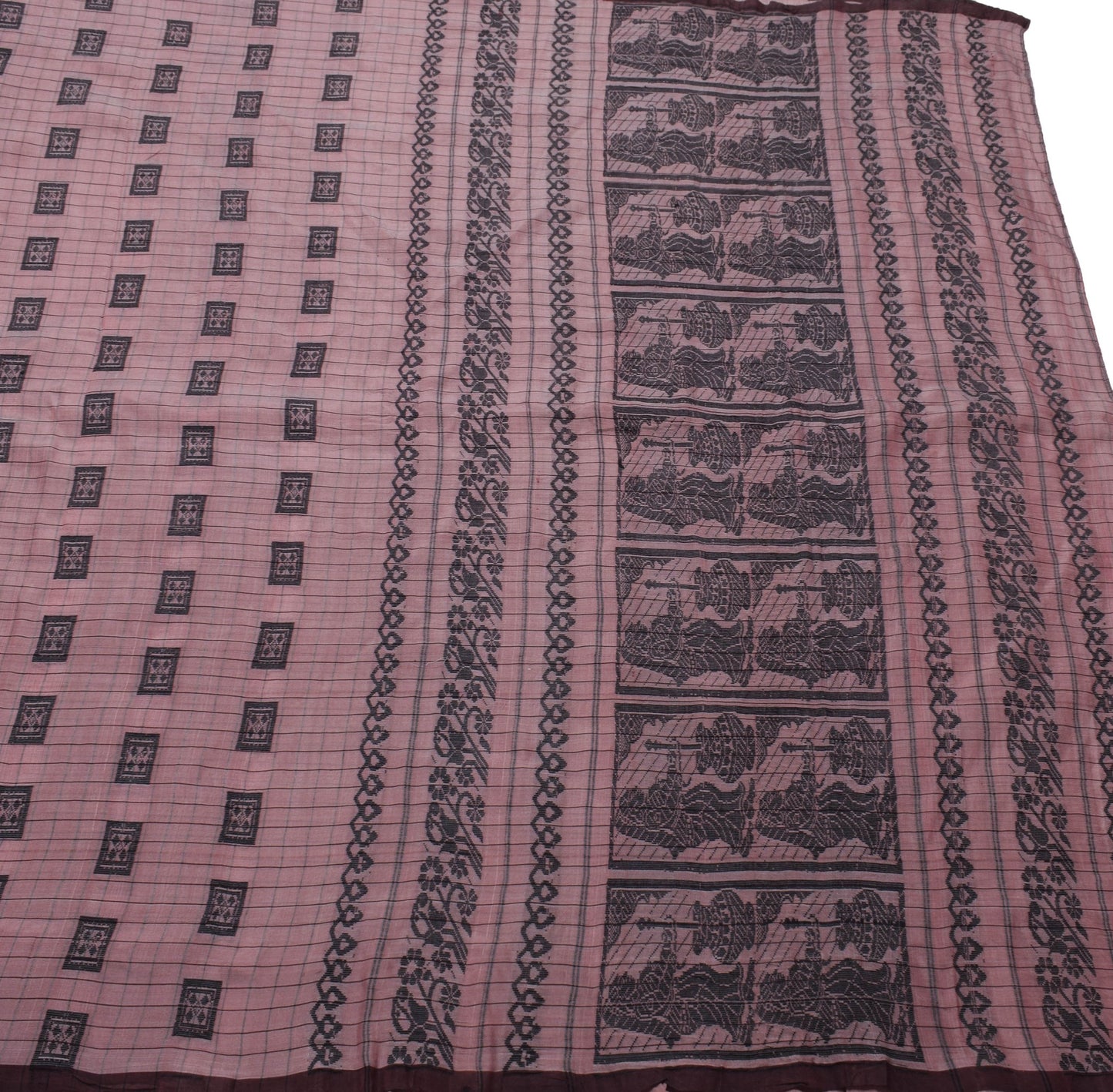 Sushila Vintage Heavy Sarees Pure Cotton Woven Baluchari Mythology Sari Fabric