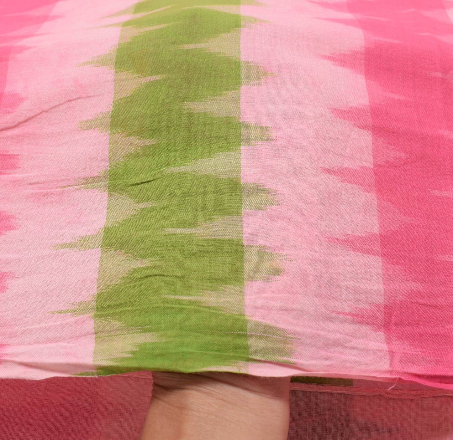 Sushila Vintage Pink Saree Hand Woven Ikat Patola Sari Pure Cotton Craft Fabric