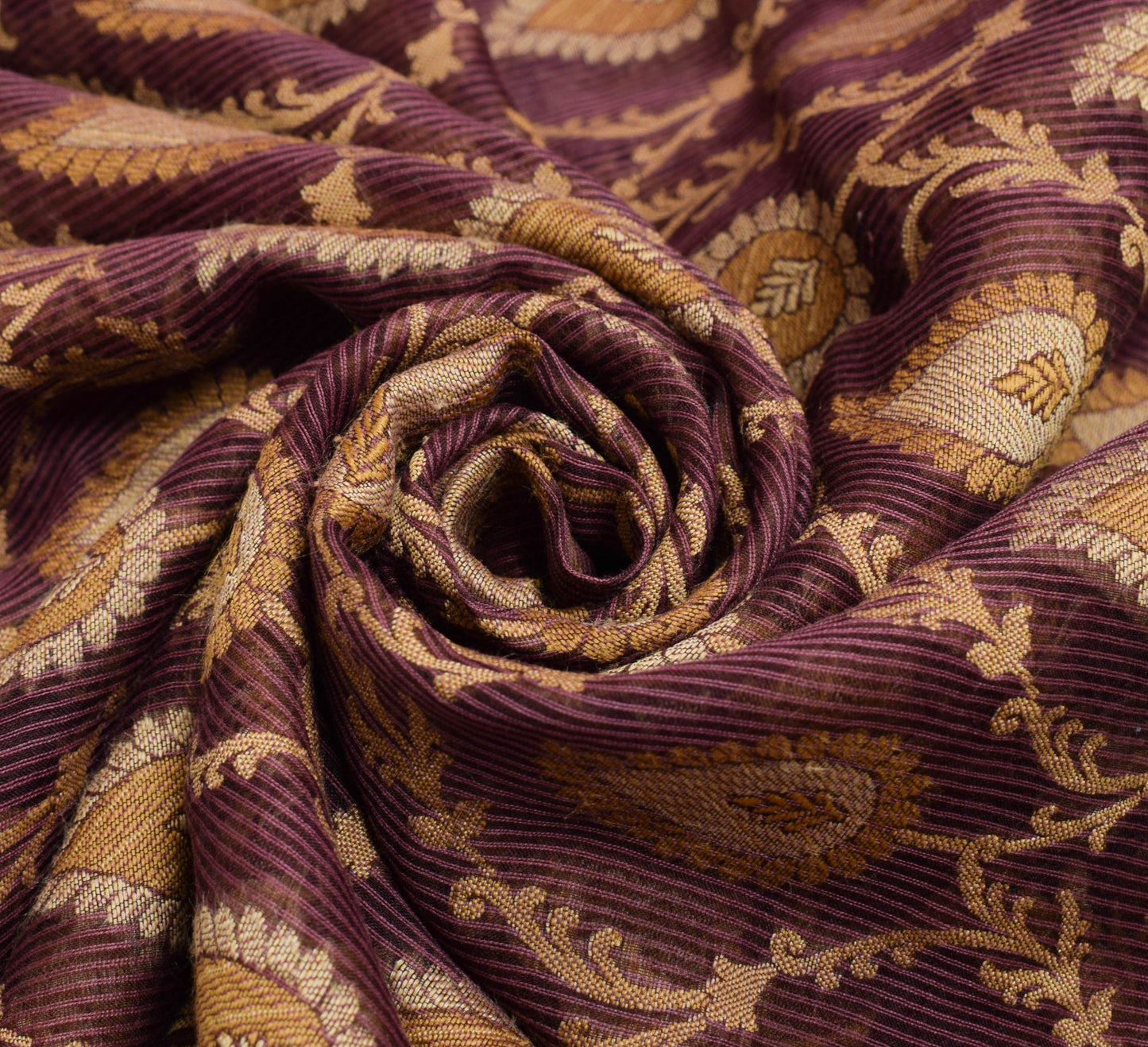 Sushila Vintage Purple Saree 100% Pure Cotton Paisley Resham Woven  Sari Fabric