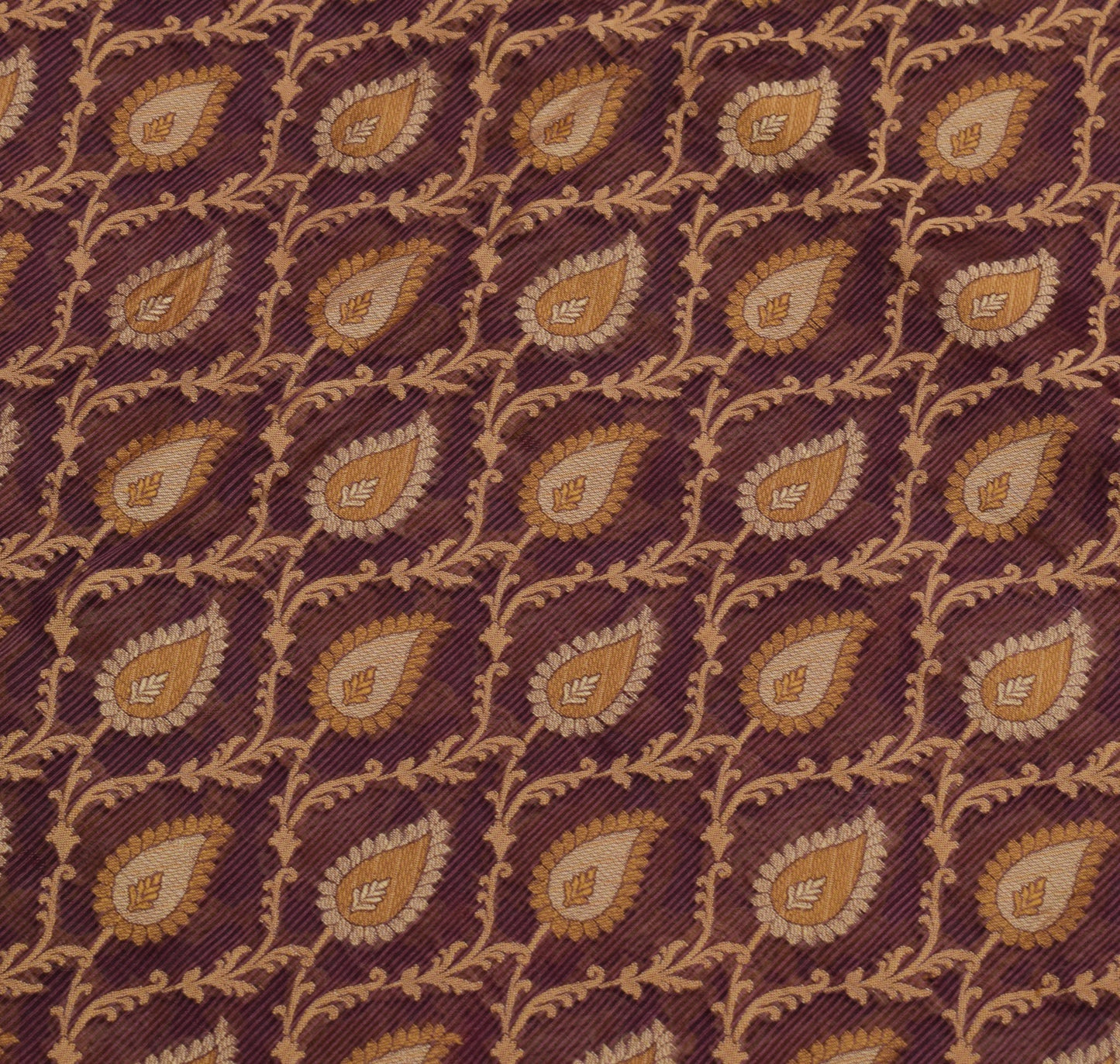 Sushila Vintage Purple Saree 100% Pure Cotton Paisley Resham Woven  Sari Fabric