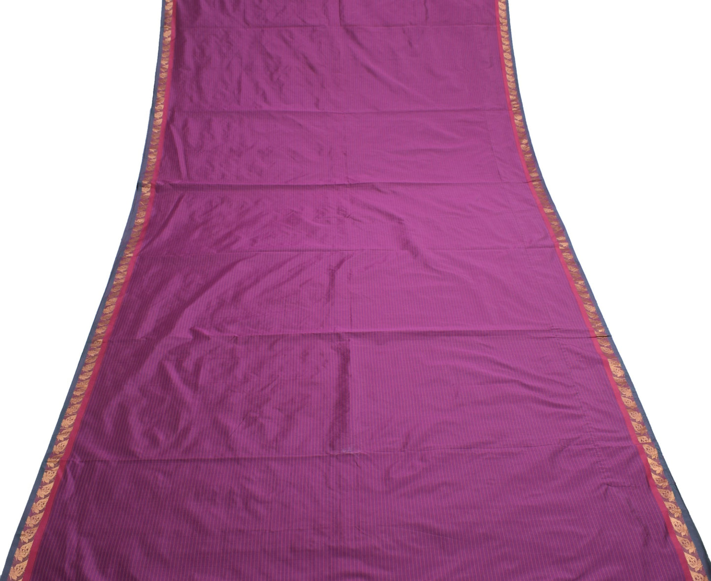 Sushila Vintage Sarees Art Cotton Woven Chettinad/Kandangi Sari Purple Fabric