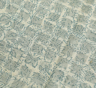 Sushila Vintage Gray Saree 100% Pure Woolen Hand Block Printed 5YD Sari Fabric