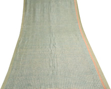 Sushila Vintage Gray Saree 100% Pure Woolen Hand Block Printed 5YD Sari Fabric