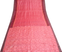 Sushila Vintage Pink Woven Saree 100% Pure Woolen Hand Block Printed Sari Fabric