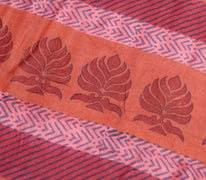 Sushila Vintage Pink Woven Saree 100% Pure Woolen Hand Block Printed Sari Fabric