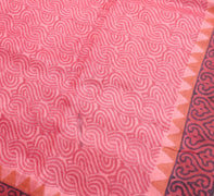 Sushila Vintage Pink Woven Saree 100% Pure Woolen Hand Block Printed Sari Fabric
