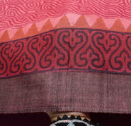 Sushila Vintage Pink Woven Saree 100% Pure Woolen Hand Block Printed Sari Fabric