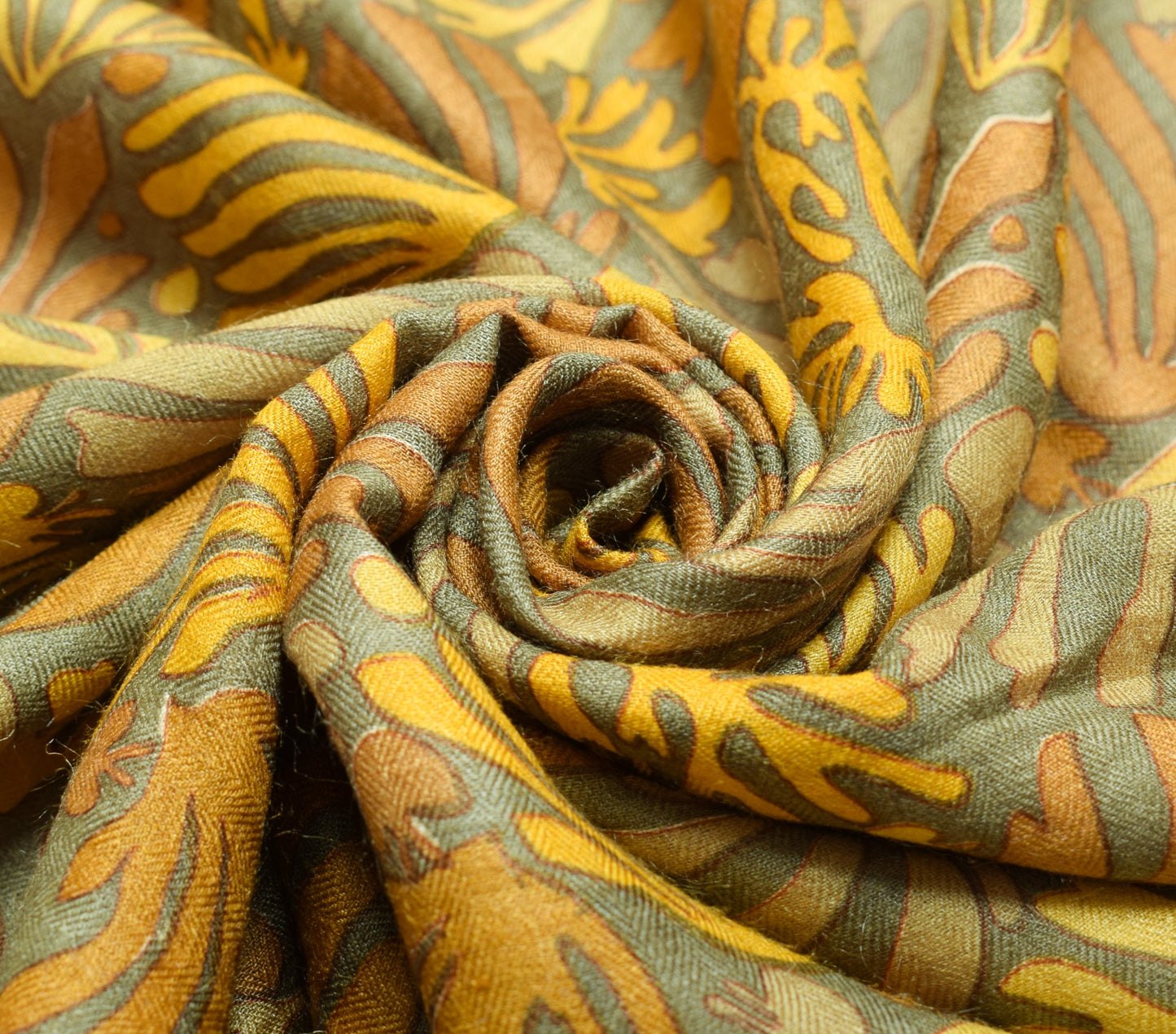 Sushila Vintage Grayish Green Saree Pure Woolen Printed Soft Branded Sari Fabric