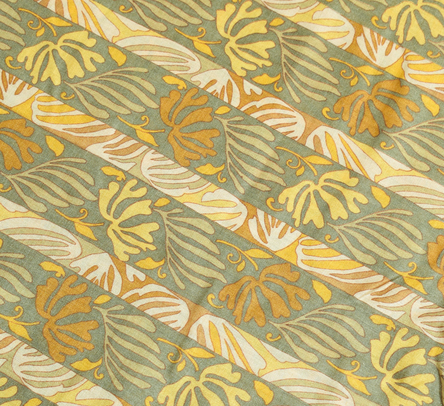 Sushila Vintage Grayish Green Saree Pure Woolen Printed Soft Branded Sari Fabric