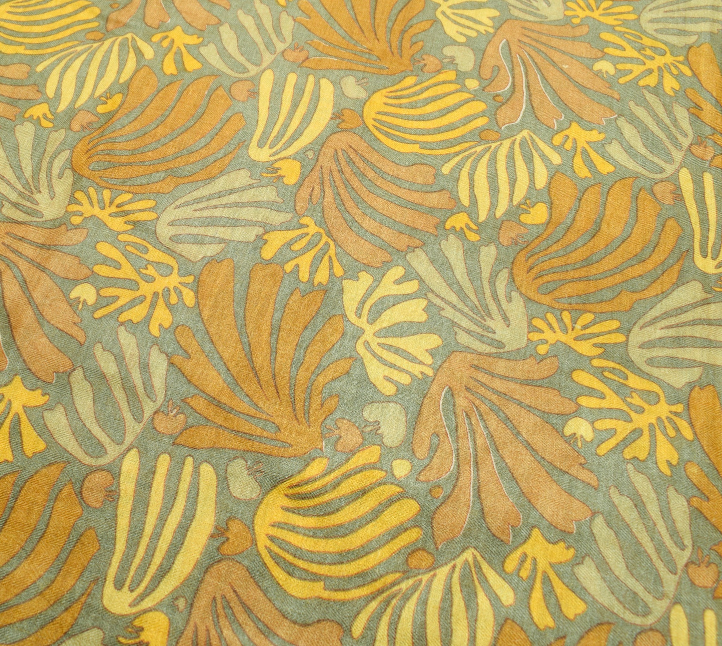 Sushila Vintage Grayish Green Saree Pure Woolen Printed Soft Branded Sari Fabric