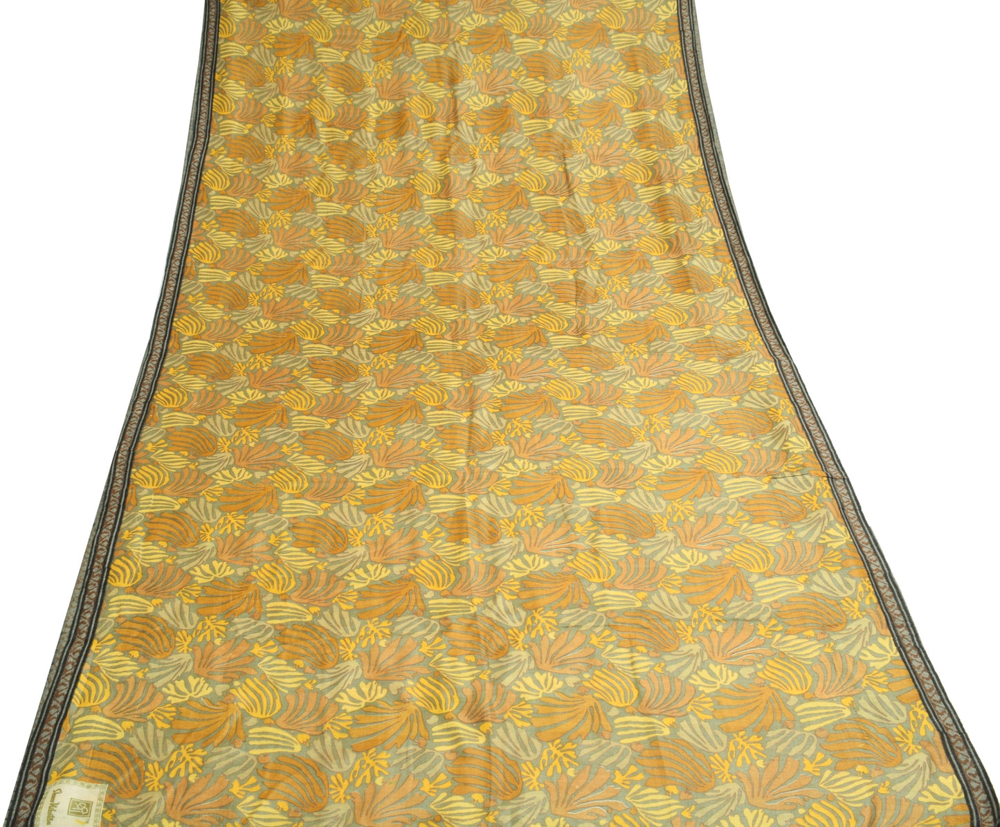 Sushila Vintage Grayish Green Saree Pure Woolen Printed Soft Branded Sari Fabric