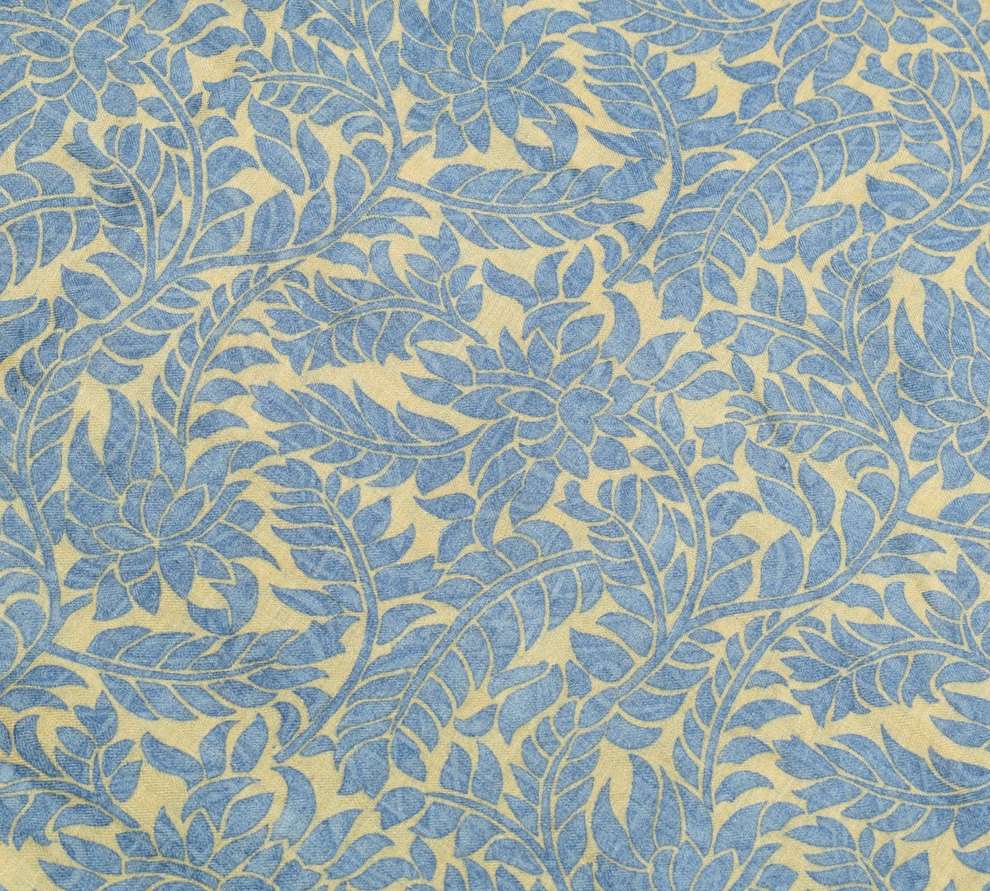 Sushila Vintage Floral Cream Saree 100%Pure Woolen Soft Printed Sari Warm Fabric