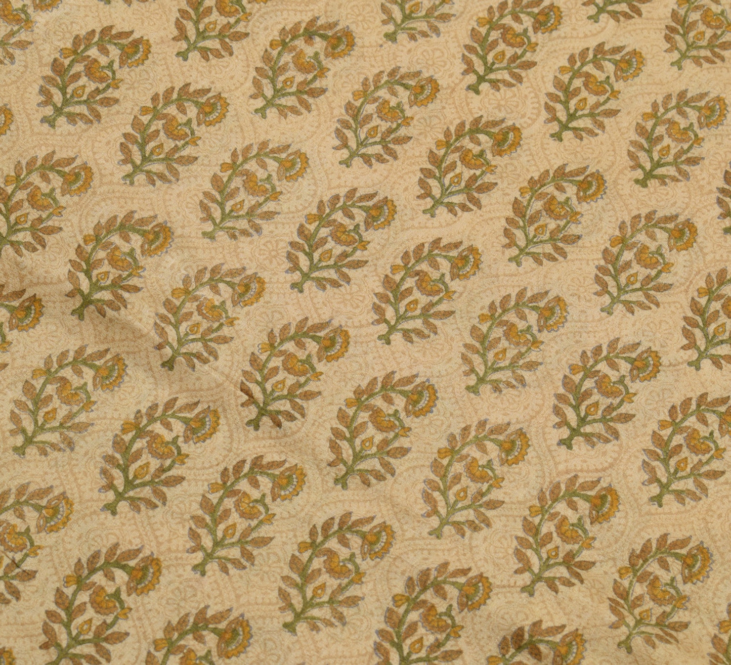 Sushila Vintage Cream Saree 100% Pure Woolen Floral Printed Sari Warm Fabric