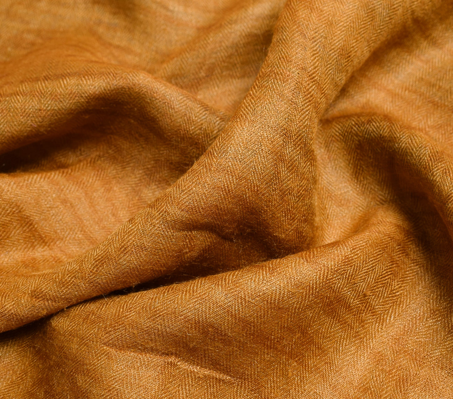 Sushila Vintage Mustard Floral Saree 100% Pure Woolen Soft Sari Craft Fabric