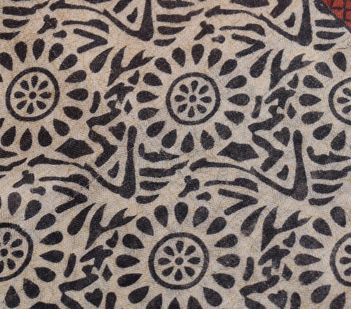 Sushila Vintage Mustard Floral Saree 100% Pure Woolen Soft Sari Craft Fabric