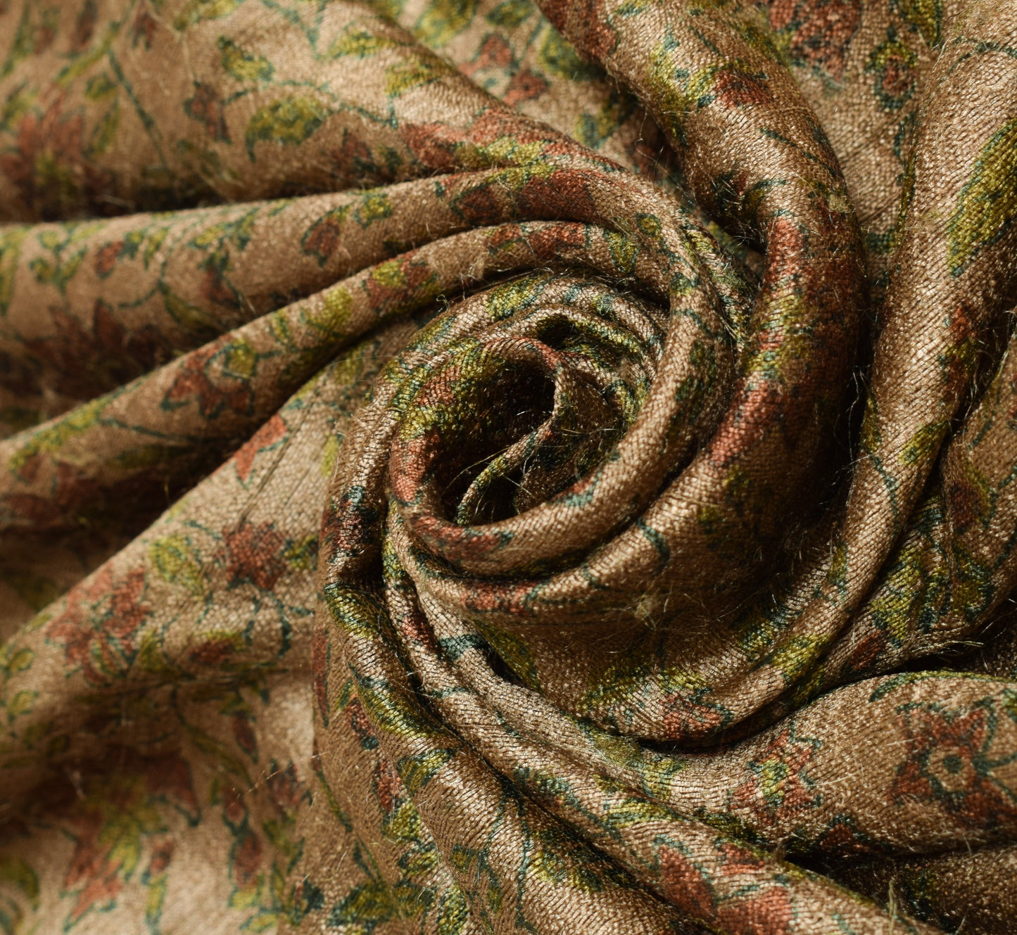 Sushila Vintage Pure Khadi Woolen Saree Hand Block Print Floral Soft Sari Fabric