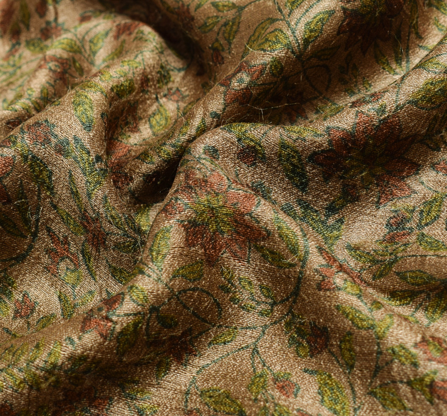 Sushila Vintage Pure Khadi Woolen Saree Hand Block Print Floral Soft Sari Fabric