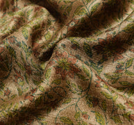 Sushila Vintage Pure Khadi Woolen Saree Hand Block Print Floral Soft Sari Fabric