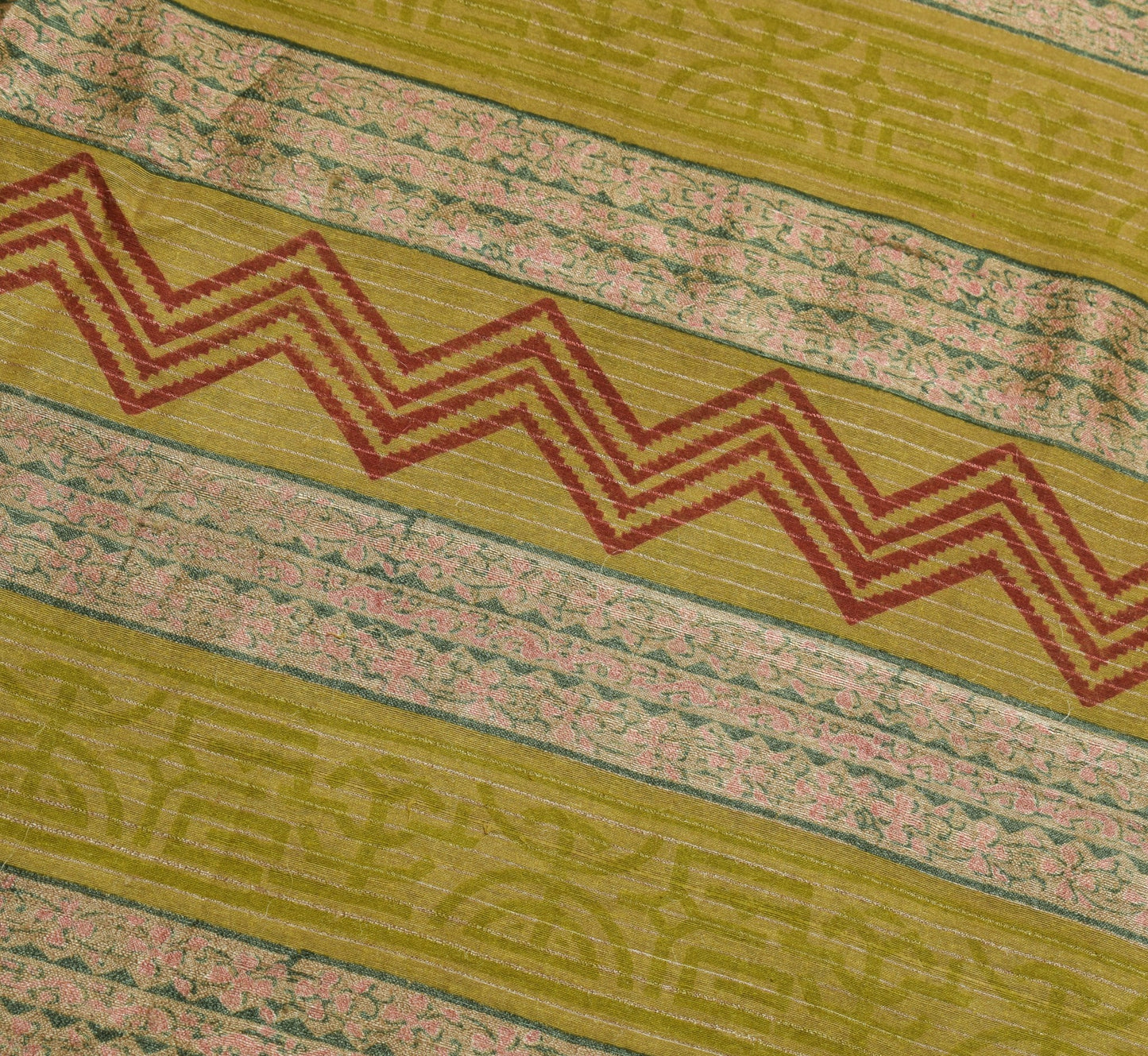Sushila Vintage Pure Khadi Woolen Saree Hand Block Print Floral Soft Sari Fabric