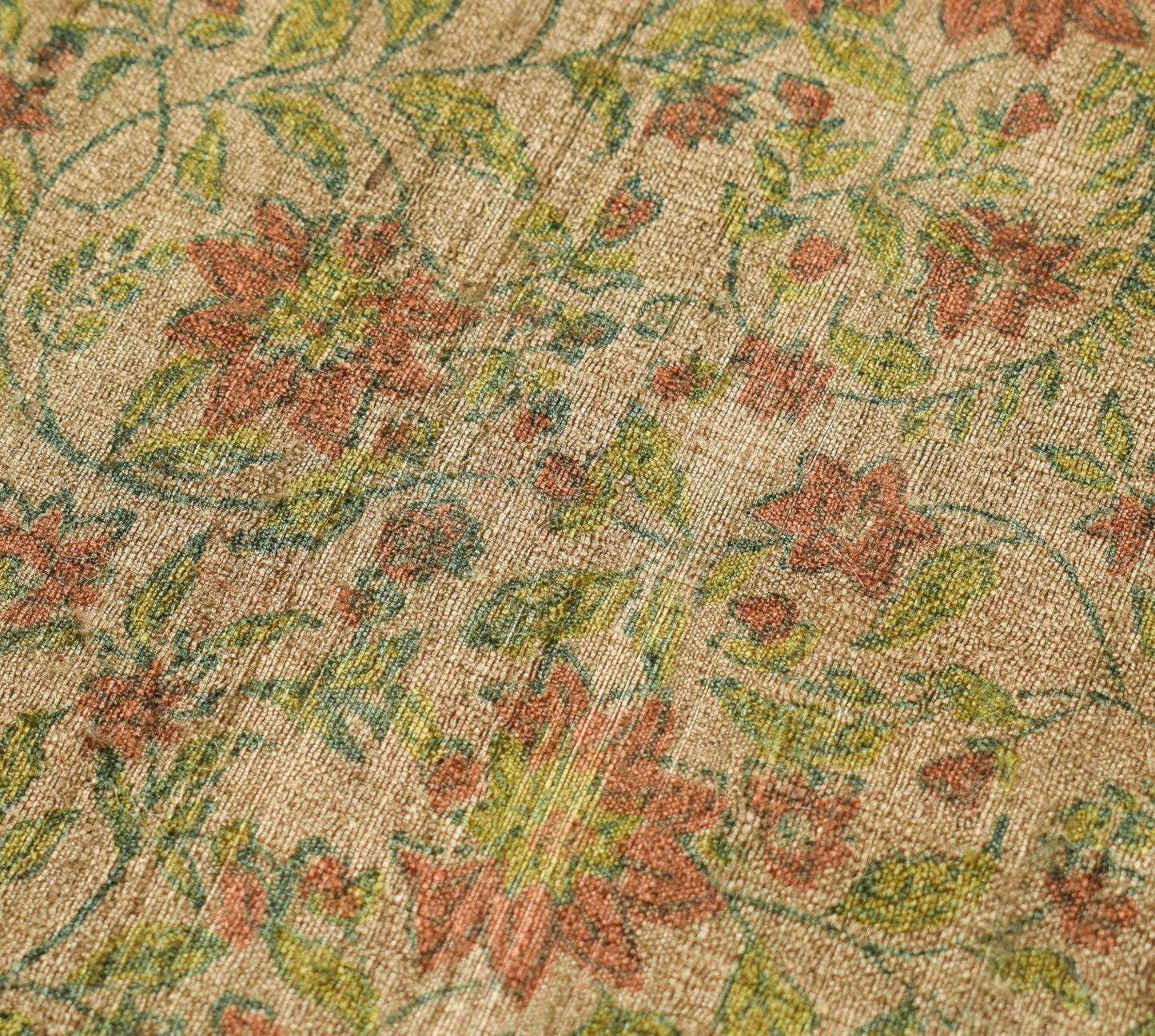 Sushila Vintage Pure Khadi Woolen Saree Hand Block Print Floral Soft Sari Fabric