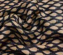 Sushila Vintage Black Saree Pure Woolen Printed Soft Warm Sari 5 YD Craft Fabric