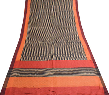 Sushila Vintage Black Saree Pure Woolen Printed Soft Warm Sari 5 YD Craft Fabric