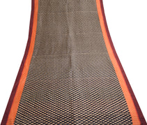 Sushila Vintage Black Saree Pure Woolen Printed Soft Warm Sari 5 YD Craft Fabric