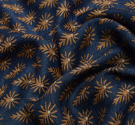 Sushila Vintage Pure Woolen Saree Dark Blue Floral Printed Soft 5YD Sari Fabric