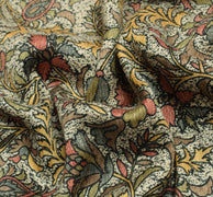 Sushila Vintage Cream Saree Art Silk Floral Printed 5 Yard Sari Craft Fabric
