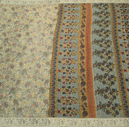 Sushila Vintage Cream Saree Art Silk Floral Printed 5 Yard Sari Craft Fabric