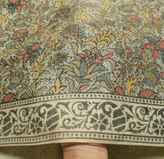 Sushila Vintage Cream Saree Art Silk Floral Printed 5 Yard Sari Craft Fabric