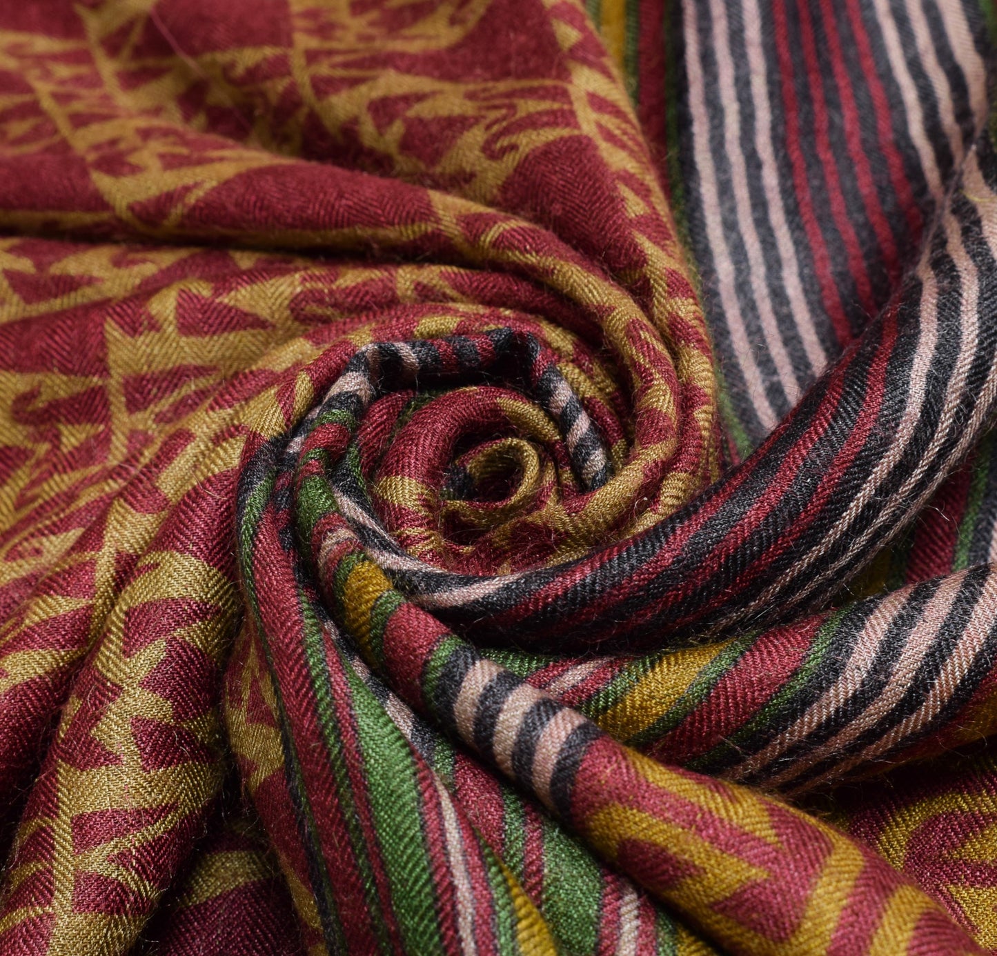 Sushila Vintage Mustard Saree 100% Pure Woolen Printed Warm Sari Soft 5YD Fabric